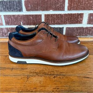 Hawker Rye Elegant Brown Leather Oxfords with Navy Accents